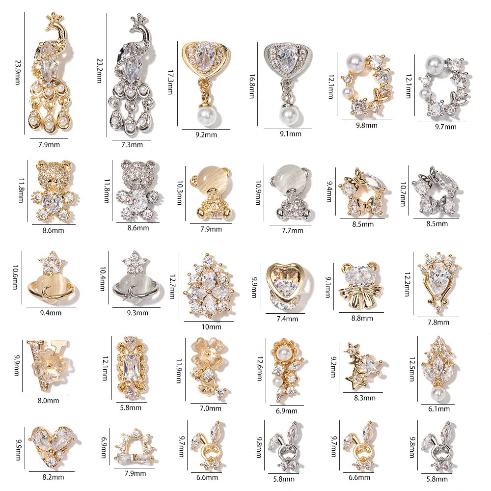 ネイルアート用ラインストーンビーズ,スーパーフラッシュ,マニキュアアクセサリー,ダイヤモンド装飾,30セット個