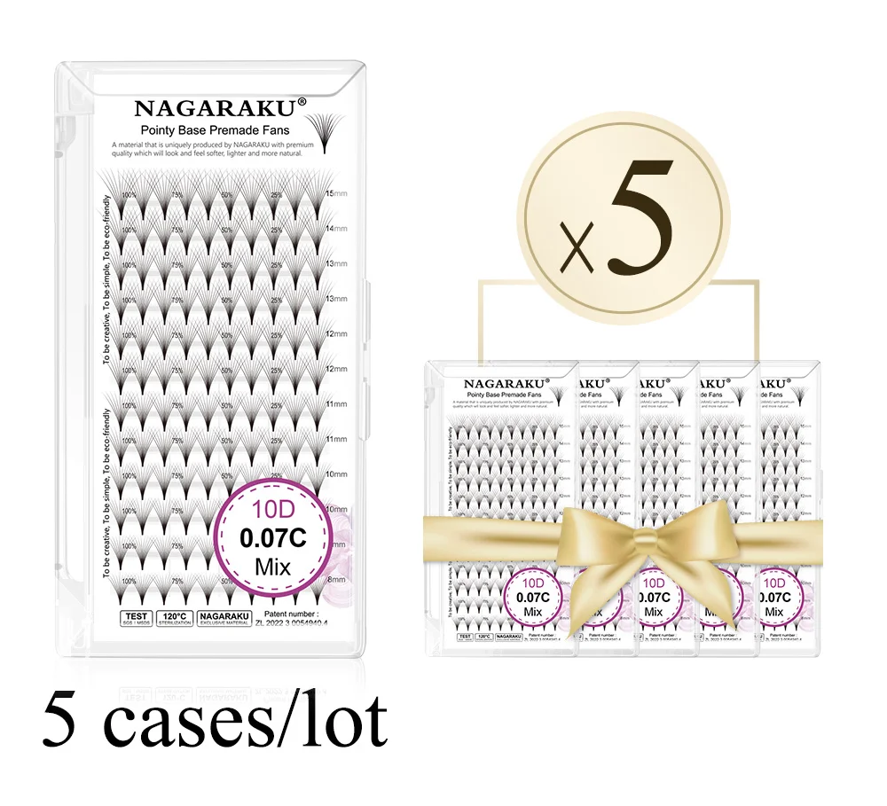 狭いステムのセット,つけまつげエクステ,既製のボリューム,5ケース